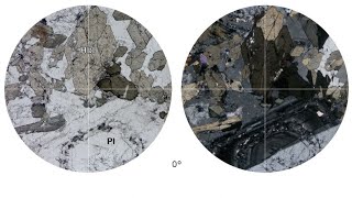 Virtual Microscope Κεροστίλβη Πλαγιόκλαστο  Hornblende Plagioclase [upl. by Warde]