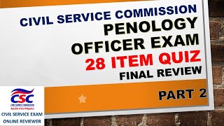 PENOLOGY OFFICER EXAM REVIEWER  POE QUIZ VIDEO PART 2  CIVIL SERVICE EXAM [upl. by Akcinehs618]