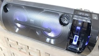 Review of the Sony Portable Party System BOOM BOX with iPhone Docking Station [upl. by Ecinrev]