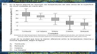 PAES Matemáticas  Pregunta 61  Prueba Proceso de admisión 2024  Rendida Diciembre 2023 [upl. by Ynattyrb413]