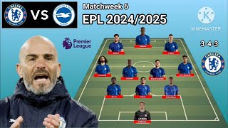 Chelsea vs Brighton  Potential Line Up Chelsea Matchweek 6 Premier League Season 20242025 [upl. by Folger]