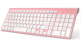 J JOYACCESS Bluetooth Keyboard Pink Wireless Keyboard with Number Pad Dual Mode Slim Keyboard [upl. by Airla526]