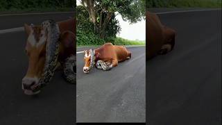 python wrapped around cow in street 🐍🐄 [upl. by Ahsiloc]