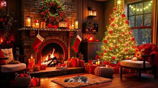 Christmas Music Ambience with Instrumental Christmas Music amp Crackling Fireplace [upl. by Richey]