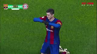 BARCELONA RAPHINHA DESTRÓI O BAYERN FAZ HATTRICK E AINDA GOLEADA 4 A 1 LEI DO EX LEWA [upl. by Etezzil]