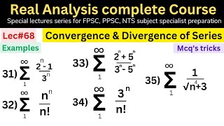 Convergent and divergent series examples lec68 mathematics ppscfpsc nts maths video csirnet [upl. by Adnohsar]