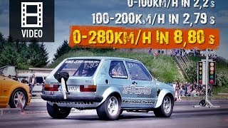 VW Golf Mk1 AWD Onboard 0280kmh in 88s Brutal Acceleration [upl. by West]