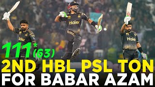 2nd HBL PSL Century For King Babar Azam  Peshawar Zalmi vs Islamabad United  HBL PSL 9  M2A1A [upl. by Diella11]