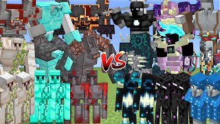 IRON amp DIAMOND amp NETHERITE ALLIANCE Vs ENDERMAN amp WARDEN amp PILLAGER ALLIANCE MOB BATTLE IN MINECRAFT [upl. by Pyotr108]