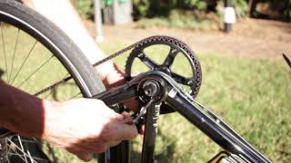 Adjust an eccentric bottom bracket and belt tension on Vivente Rohloff bikes [upl. by Aksoyn753]