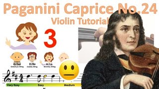 Paganini Caprice No24 sheet music Main melody Easy version and easy violin tutorial [upl. by Mages153]