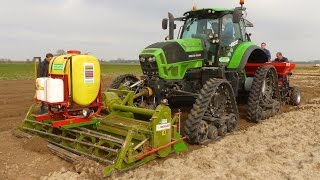 Deutz Fahr Agrotron 7250 TTV  Uien planten  Planting Onions  Loonbedrijf Fijnaart [upl. by Slein305]