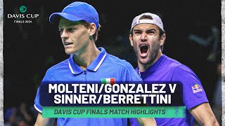 Andres Molteni amp Maximo Gonzalez v Jannik Sinner amp Matteo Berrettini Highlights  Davis Cup 2024 [upl. by Peery]