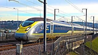 High Speed Trains Crossing The Medway Bridge HS1  Eurostar amp SouthEastern 170123 [upl. by Lorenzo]