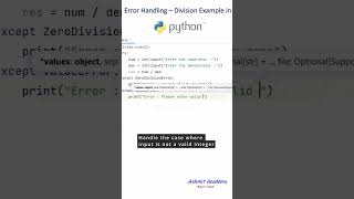 Error Handling in Python  Division Program for Beginners pyton errorhandling pythonbasics [upl. by Lambard]