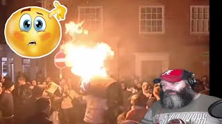 American Reacts to The Flaming Tar Barrels at Ottery St Mary [upl. by Naras782]