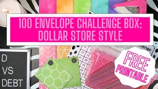 DIY 100 Envelope Savings Challenge box with dollar store items plus free printable Freebie Friday [upl. by Thadeus356]