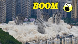 15 Unfinished Buildings Demolished in China in 45 Seconds explosion [upl. by Cadal]