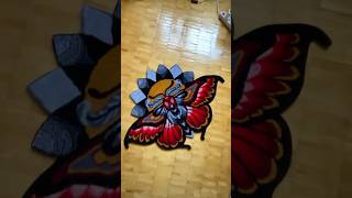 Carpet Tufting ASMR Red Mandala butterfly rug asmrtriggers butterfly carpetdesign rugdesigner [upl. by Annwahs10]