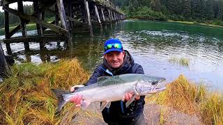 Bridge Fishing For Coho In Tide Water Yakutat Bay Alaska [upl. by Erfert]