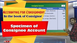 Specimen of Consignee Account l In the book of Consignor l Accounting for Consignment [upl. by Duncan]