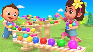 Learn Colors with Baby Marble Color Balls Wooden Toy Set  Fun Educational Video for Kids [upl. by Eidnac]