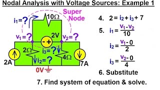 Electrical Engineering Ch 3 Circuit Analysis 8 of 37 Nodal Analysis w Voltage Sources Ex 1 [upl. by Parrie]