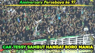 Cak Tessy Tribun Kidul Sambut Hangat Boro Mania saat Anniversary Persebaya ke 97 [upl. by Enaile106]