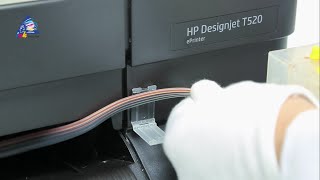 Установка СНПЧ на плоттер HP Designjet T520 [upl. by Trelu]