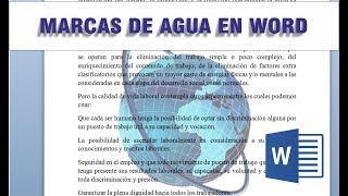 Marca de Agua en WORD  el mejor video tutorial [upl. by Ycnan]