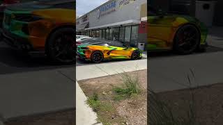 Orange iridescent chrome vinyl wrap on corvette c8 [upl. by Enailil]