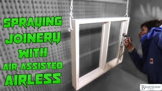 Air Assisted Airless Spraying How to Spray a Timber Window [upl. by Lleruj]