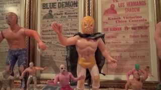 LUCHADORES JUGUETE ANTIGUO MEXICO EL SANTO CARTELES CMLL LUCHA LIBRE AAA MAD HUNTER TOY [upl. by Luoar]