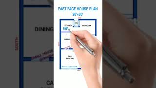 26×35 East Facing Plan 26×35 House Plan 2Bhk घर का नक्शा shorts houseplan homeplan ytshorts [upl. by Yretsym]