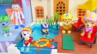 Paw Patrol play at playmobil pool [upl. by Nylloh384]