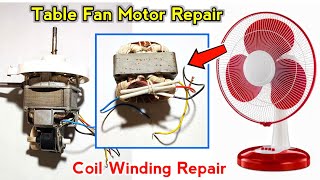 Table Fan Motor Coil Repair 💯 Work  Fan Humming Sound Not Running  5 Wire Connection [upl. by Notnilc]