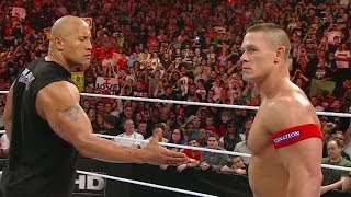 The Rock and John Cena agree to meet at WrestleMania 28 WWE Raw [upl. by Loram]