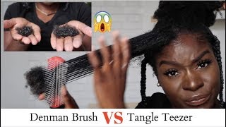 Tangle Teezer VS Denman Brush SHOOK Hair Loss Comparison4C Natural Hair [upl. by Hite]