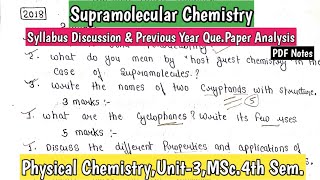 Supramolecular Chemistry Physical Chemistry Syllabus discussion amp Previous Year QuePaper Analysis [upl. by Eyram]