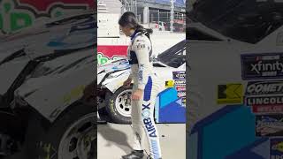 Hailie Deegan inspects damage after Martinsville race nascar racing [upl. by Mafalda]