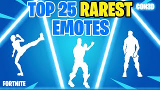 NEW Top 25 Rarest Emotes In Fortnite July 29 2023 [upl. by Thrasher]