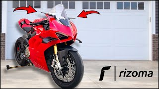 Ducati Panigale V4S Rizoma Stealth Mirrors  These Rizoma Mirrors look SO GOOD [upl. by Orvil]