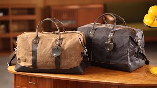 Polare 23” Waxed Canvas Cowhide Leather Trim Luggage Waterproof Travel Duffel Bag [upl. by Petrie]