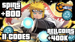 ¡LOCURA DE CÓDIGOS EN SHINDO LIFE ¡Mas de 11 CodesCódigos con 800 Spins y 400k Rellcoins [upl. by Yarod]