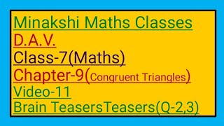 DAV  Class7Maths Chapter9Congruent TrianglesVideo11  Brain TeasersQ23 [upl. by Eade949]