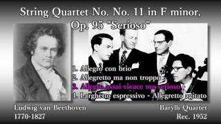 Beethoven String Quartet No 11 BarylliQ 1952 ベートーヴェン 弦楽四重奏曲第11番 バリリ四重奏団 [upl. by Irbmac]