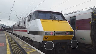 LNER Class 91 leaves Grantham 1424 [upl. by Leivad]