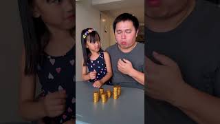 Gold coin prank on dad 🤣😱❤️👶🏻🚀🌈👧🏻✅ [upl. by Llovera]