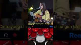 BILA CINTA DI DUSTA  COVER GUITAR AKUSTIK AND REAL DRUM ANDROID [upl. by Yrrot]