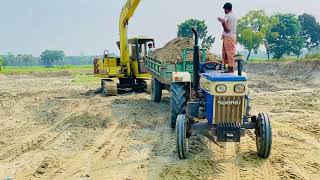 Swaraj Mahindra Sonalika Tractors Loading Sand by Jcb 3dx  Tractor Fully loaded trolley  Ep 283 [upl. by Adlai]